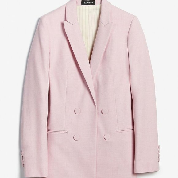 Express Pink Double Breasted Boyfriend Blazer Size - Picture 3 of 9